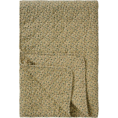 Ib Laursen Prošívaný přehoz Blue/Light Pink Flowers 130 × 180 cm, krémová barva, textil