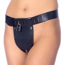 Rimba Chastity Belt with Two Holes In Crotch Padlock Included - Kožený pás cudnosti pro ženy