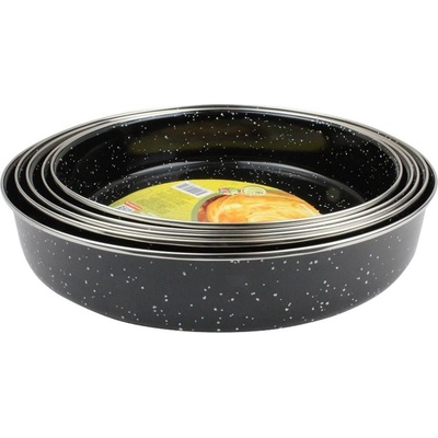 Elekom ЕМАЙЛИРАНИ ТАВИ - кръгли, 26, 28, 30, 32, 34 см, Мраморно емайлирано покритие, Комплект