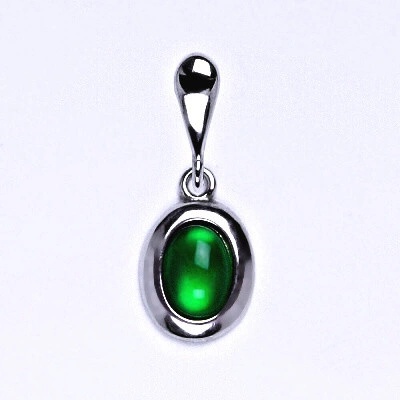 Čištín Zlatý přívěsek přírodní Green agate bílé i žluté zlato P 1354