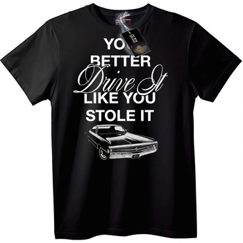 NOONEBRAND Тениска с кола: Drive It Like You Stole It - 2XL, White