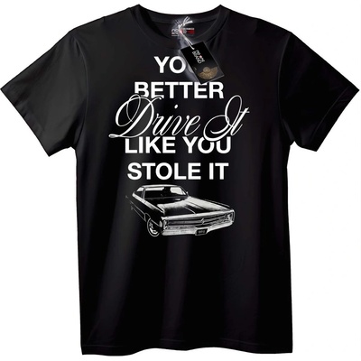 NOONEBRAND Тениска с кола: Drive It Like You Stole It - 2XL, White