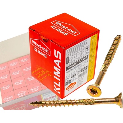 Klimas Wkret-Met TX 3,5x40mm - 1 Kartón (16x500 ks) - Skrutky / Vruty do dreva so zapustenou hlavou, WKCS