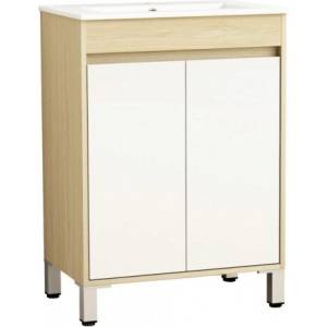 InterCeramic Мебел за баня icp 6081-085 + порцеланов умивалник 8860new - стоящ pvc шкаф с меламинов декор ps085 (icp 6081-085)