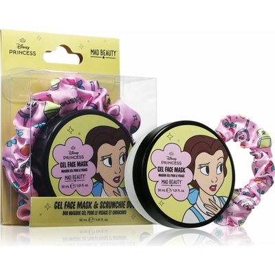 Mad Beauty Disney Princess Belle hydratačná gélová maska na tvár 30 ml + Mad Beauty Disney Princess Belle gumička do vlasov 1 ks