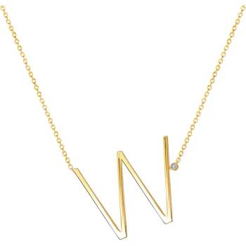 Image 1 of SAVICKI Колие с буква W: позлатено сребро. бял сапфир