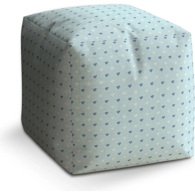 Sablio Taburet Cube Srdce na modré - 50x50x50 cm