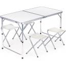 Prehozynapostel MULHTA120R-4S-W Skladací cateringový stôl 119,5x60 cm biely so 4 stoličkami Biela