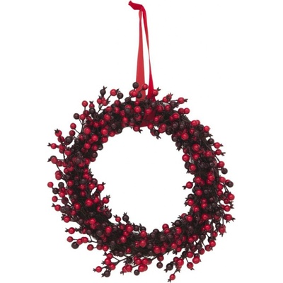 Umělý věnec z červených bobulí, 46cm