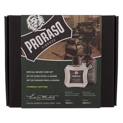Proraso Cypress & Vetyver Special Beard Care Set : šampon na vousy Cypress & Vetyver 200 ml + balzám na vousy Cypress & Vetyver 100 ml