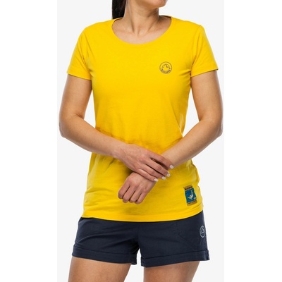 Bavlnené tričko dámske La Sportiva Climbing on the Moon T Shirt yellow/violet