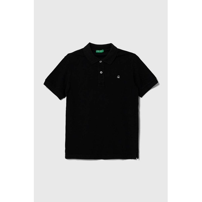 Benetton Детска памучна тениска с яка United Colors of Benetton в черно с изчистен дизайн (3089C300Q.G.NOS.9BYX)