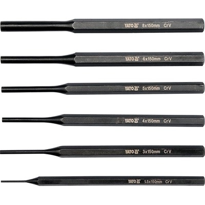 YATO Sada vyrážačov 6 ks, 150 mm, pr. 1,5, 3, 4, 5, 6, 8 mm