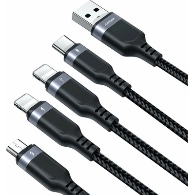 Joyroom S-1T4018A18 4v1 USB USB-A - USB-C / 2 x Lightning / Micro pro nabíjení a přenos dat, 1,2m, černý