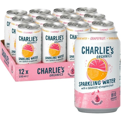 Charlie's Organics sycená pitná voda s grepovou šťávou 12 x 330 ml