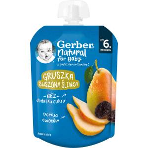Nestle Пюре от круша и сушени сливи Nestlе Gerber - Пауч 6+ месеца, 80 g (12513307) - baby