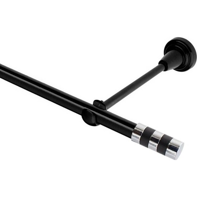 OK-GarnýžeCZ Garnýž kovová jednořadá 19mm Sigma černá 440 cm do stěny / na tunýlek - bez kroužků