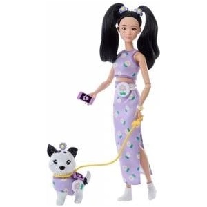Mattel Barbie Jednakowa stylizacja Lalka i piesek - Kwiatki (JFP39)