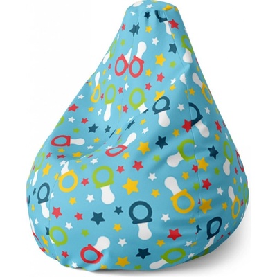Sablio sedací vak Pear dudlíky a hvězdy 140 x 100 x 25 cm