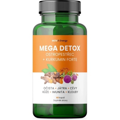 MOVit Mega Detox Ostropestřec + Kurkumin FORTE 60 kapsúl