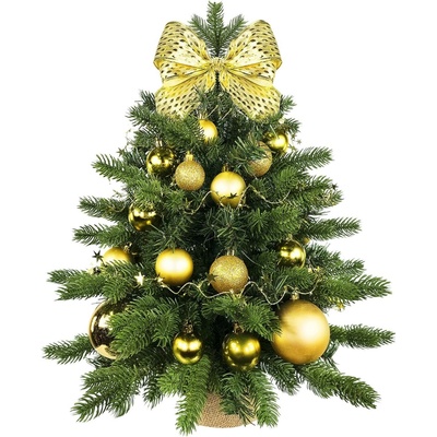 LAALU Ozdobený stromeček ZLATÉ VÁNOCE II 60 cm s LED OSVĚTLENÍM s 34 ks ozdob a dekorací