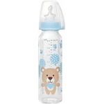 Nip Бебешко стъклено шише NIP - Flow M, 0-6 м, 250 ml, boy (4000821350717) - baby