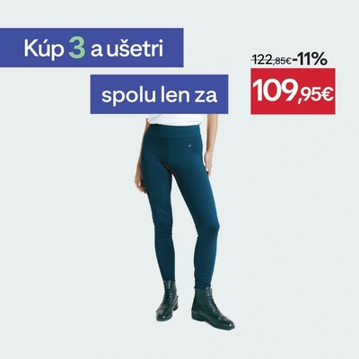 Fouganza Dámske jazdecké legíny 500 so silikónovým sedom tmavomodré