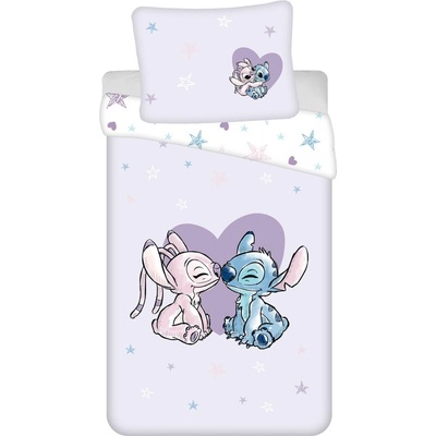 Jerry Fabrics Единично детско памучно спално бельо 140x200 cm Lilo and Stitch "Heart" - Jerry Fabrics (23BS368)