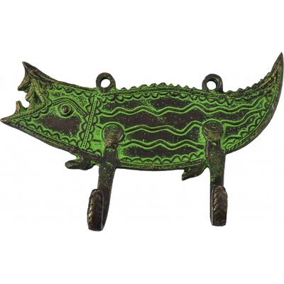 Sanu Babu Tribal art krokodýl zelený