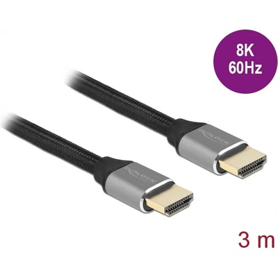 Delock Изключително високоскоростен HDMI кабел 48 Gbps 8K 60 Hz сив 3 м сертифициран