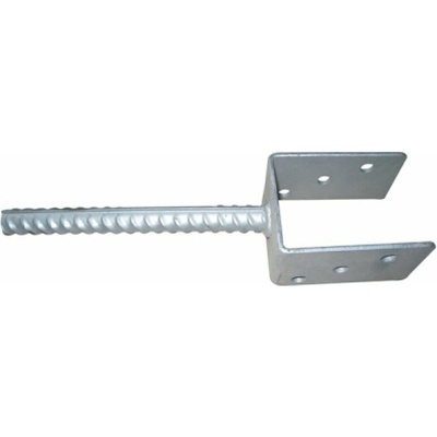 Pätka stĺpika U 121x60x100mm, tŕň Ø18x200mm, hrúbka 4mm, pozink