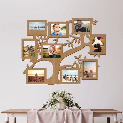 dřevo života Fotorámeček na zeď FAMILY Zvolte barvu dekoru: Buk, Zvolte velikost celého fotorámečku šxv (cm): 96x76