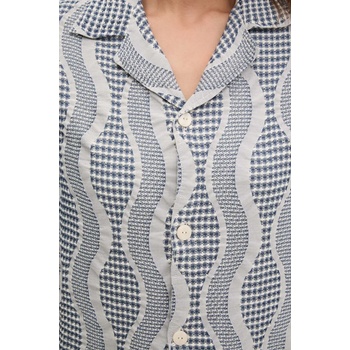 OAS Памучна риза oas мъжка в кафяво със свободна кройка (7006)