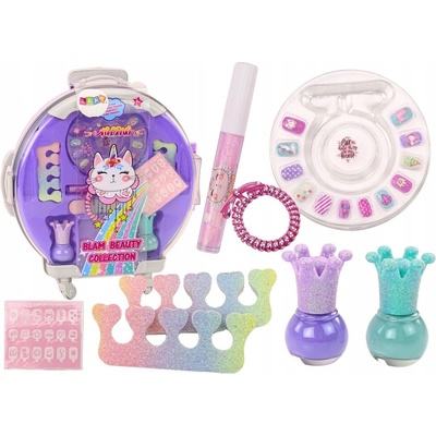 LEAN Toys Puzdro na sadu na líčenie nechtov Purple 9 El.