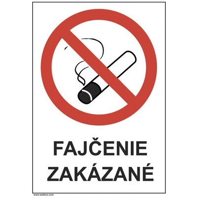 Výstražná tabuľka Fajčenie zakázané 210 x 148 mm