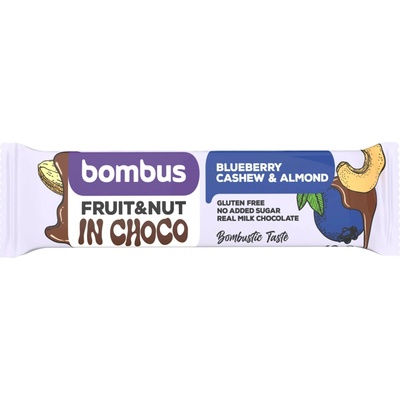 BOMBUS Fruit & Nut bar in choco blueberry cashew & almond 40g