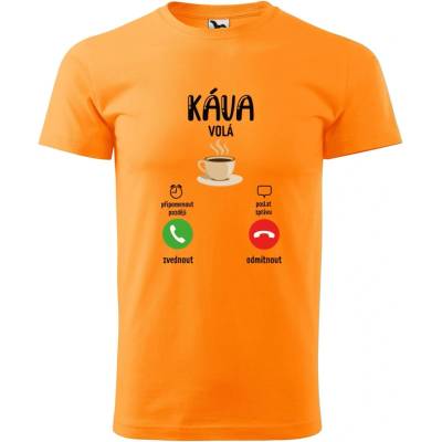 Dobrý Triko pánské tričko Káva volá Tangerine orange
