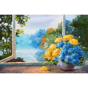 DIMEX ART Флизелинов фототапет картина - сини цветя 375 x 250 см