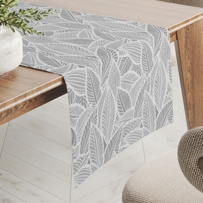 Biante behúň Leona LN-169 Biele listy na sivom 20x140 cm