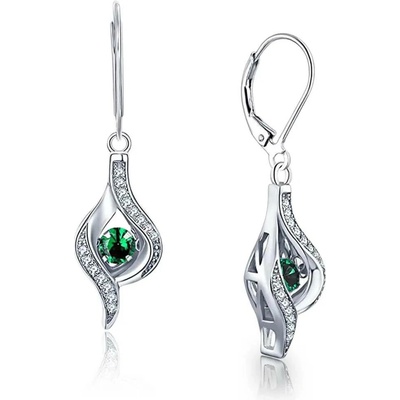 Elanis Jewel Dámské elegantní náušnice Brillance Gloria Smaragd Green se zirkony EJ00629