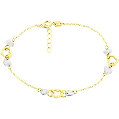 Gemmax Jewelry Řetízkový náramek Srdíčka ze žluto-bílého zlata GLBCN-19-01437
