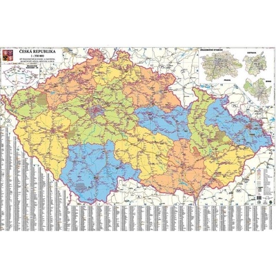 Excart Maps ČR - nástěnná železniční mapa 137 x 93 cm Varianta: bez rámu v tubusu, Provedení: laminovaná mapa v lištách – Zbozi.Blesk.cz