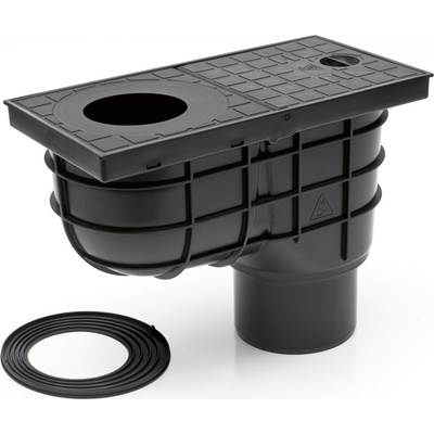 Chuděj Okapová vpusť spodní DN110 pro svod 75/80/90/100/110/125 mm 325 E černá – Zboží Mobilmania