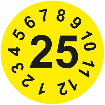 Kontrolní číselník (datumovka) pro rok 2025, Fólie Ø 2 cm, 90 ks