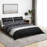 vidaXL 135 x 200 cm + 80 x 80 cm 100% Cotton Black Stripes (136499)