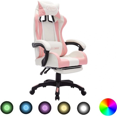 vidaXL s RGB LED podsvícením růžovo-bílá umělá kůže