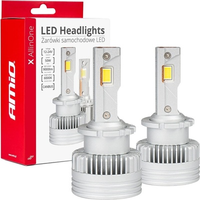 Amio LED výbojky D2S D2R D4S D4R LED X AllinOne, bílé 6000K | 9000 LM, 2 ks