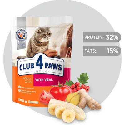 CLUB 4 PAWS Premium With veal For adult cats 300 g