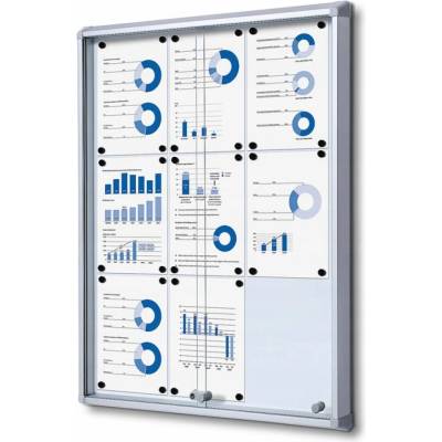 Magnetická vitrína s posuvnými dveřmi, ohnivzdorná, 9 x A4