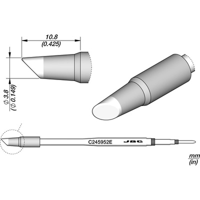 JBC C245952E – zkosený pájecí hrot Ø 3,8 mm S1 E